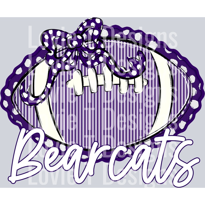 SEERSUCKER FOOTBALL + MATCHING BOWS PURPLE BEARCATS