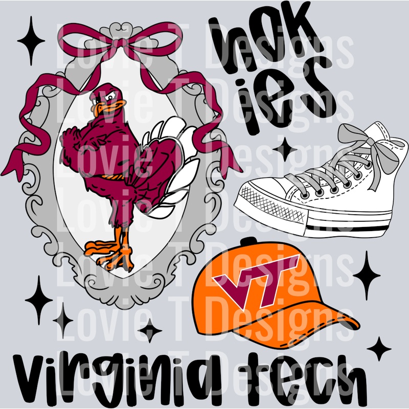 VIRGINIA TECH UNIV COLLAGE|Pocket 4″|Infant 6″|Toddler 7″|Youth 8.5″|Adult 11″|Adult 12″
