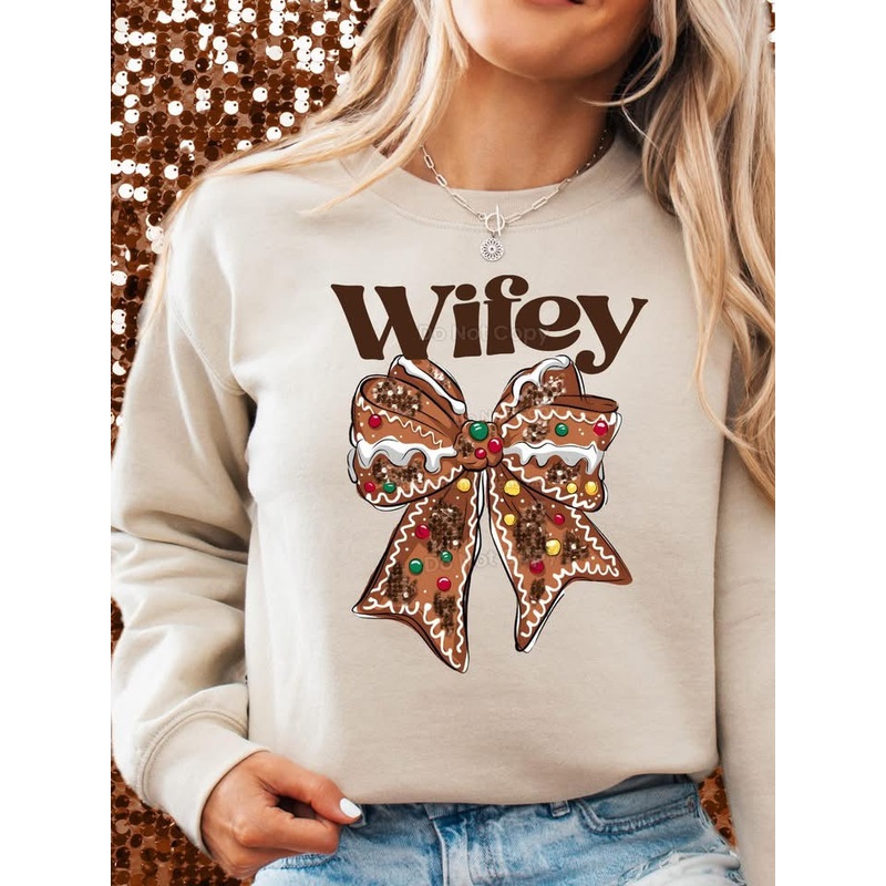 WIFEY GINGERBREAD BOW|Pocket|Infant|Toddler|Youth|Adult 11″|Adult 12″
