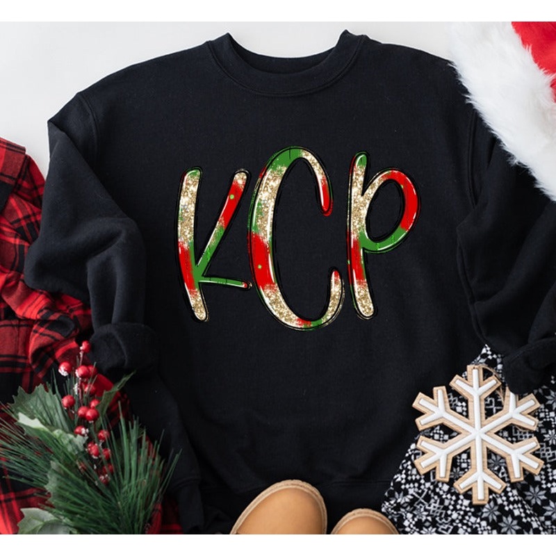 CHRISTMAS COLORFUL MONOGRAM|Toddler|Youth 8.5|Adult 11″|Adult 12″