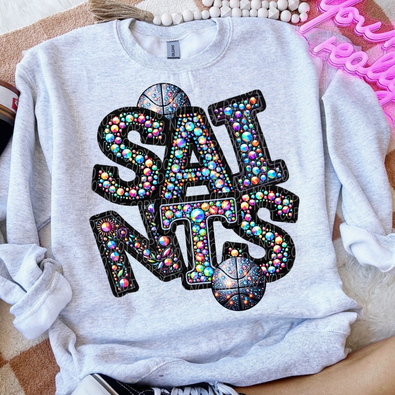 SAINTS BASKETBALL FAUX RHINESTONE