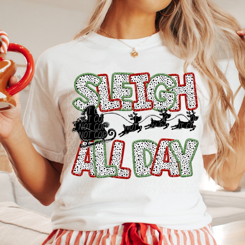 SLEIGH ALL DAY RED GREEN|Infant|Toddler|Youth 8.5|Adult 11″|Adult 12″