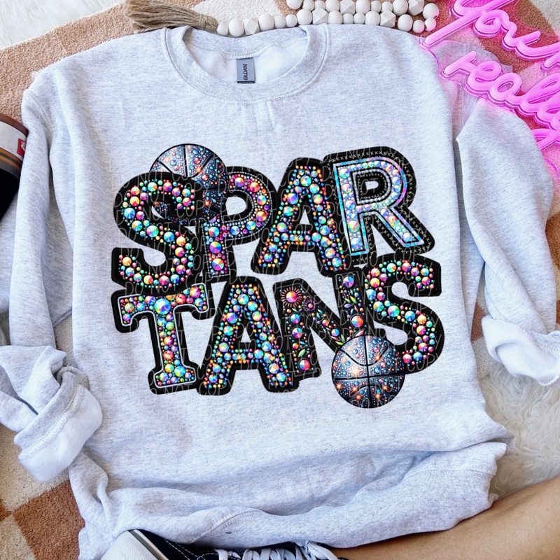 SPARTANS BASKETBALL FAUX RHINESTONE