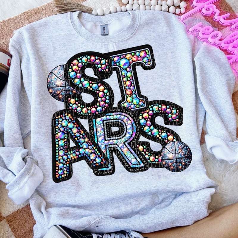 STARS BASKETBALL FAUX RHINESTONE