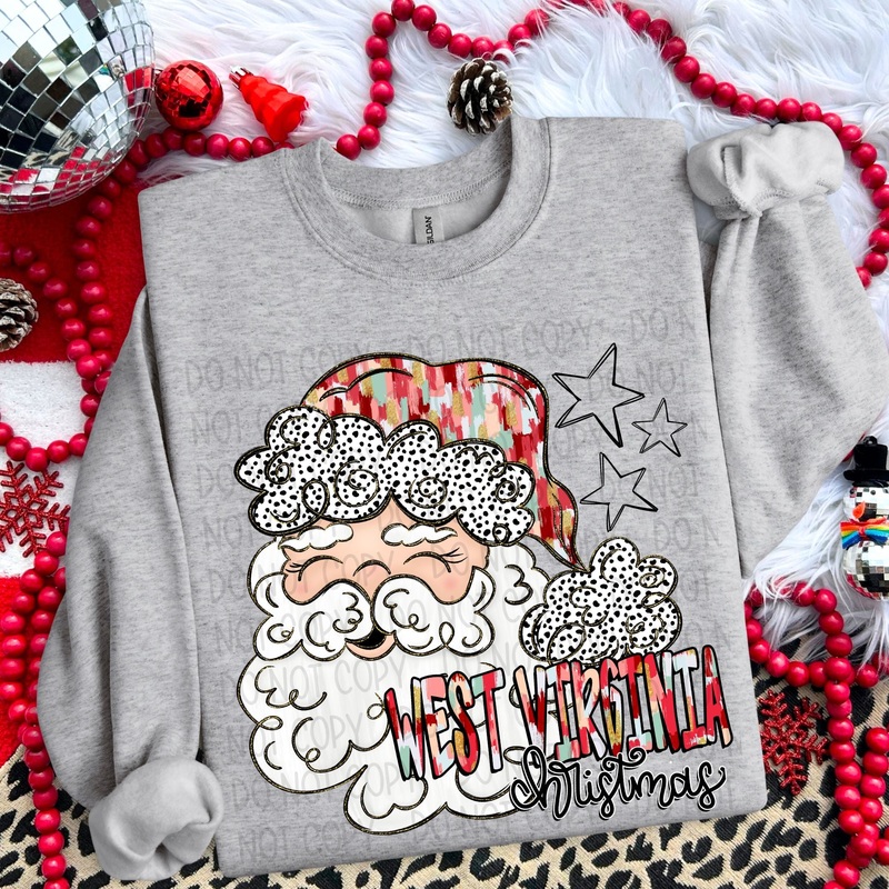 WEST VIRGINIA CHRISTMAS STATE|Pocket|Infant|Toddler|Youth|Adult 11″|Adult 12″