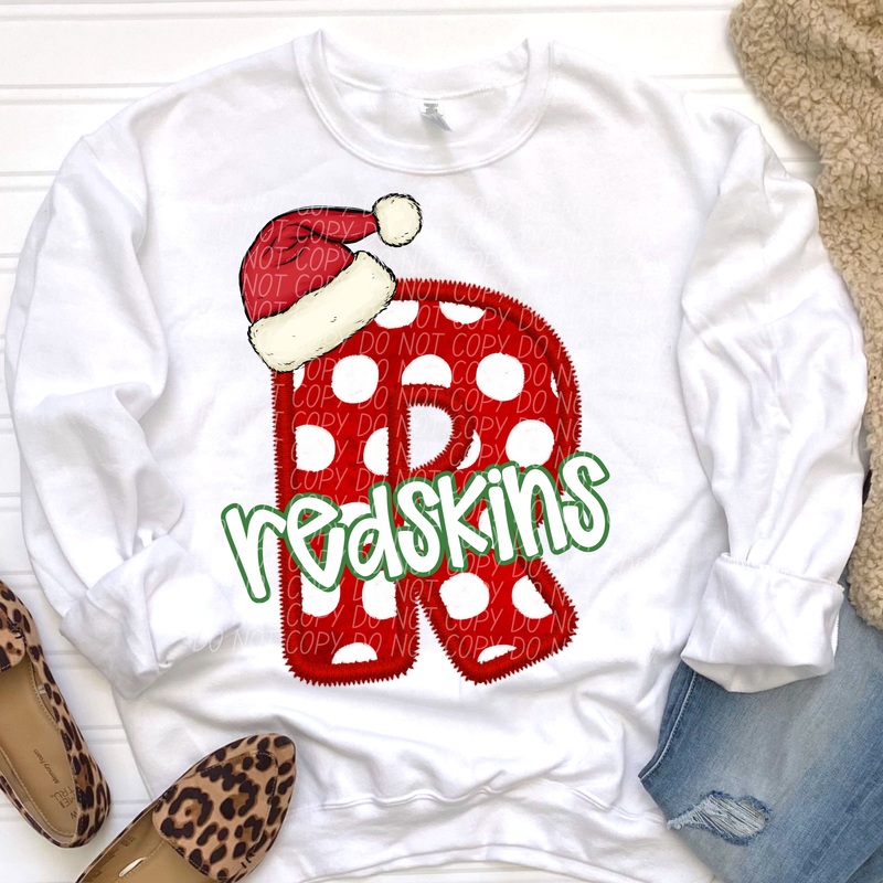 REDSKINS CHRISTMAS MASCOTS|Pocket 3.5″-4″|Infant|Toddler|Youth 8.5|Adult 11″|Adult 12″