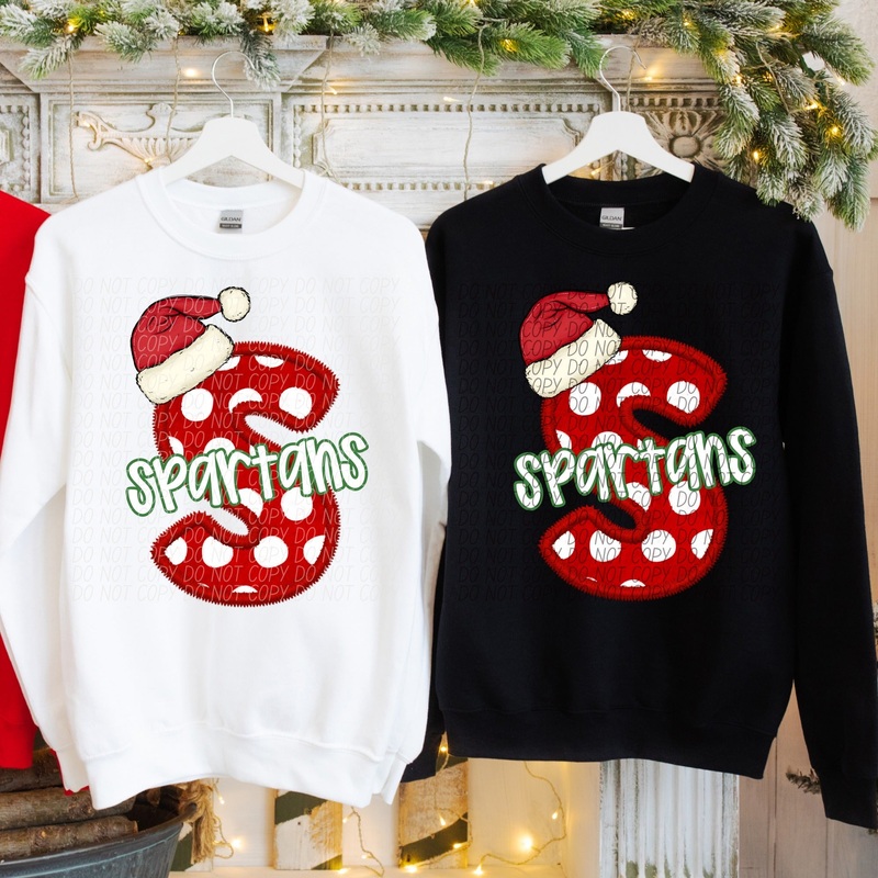 SPARTANS CHRISTMAS MASCOTS|Pocket 3.5″-4″|Infant|Toddler|Youth 8.5|Adult 11″|Adult 12″