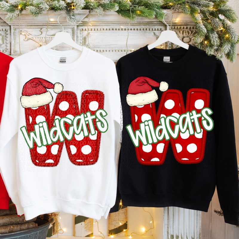 WILDCATS CHRISTMAS MASCOTS|Pocket 3.5″-4″|Infant|Toddler|Youth 8.5|Adult 11″|Adult 12″