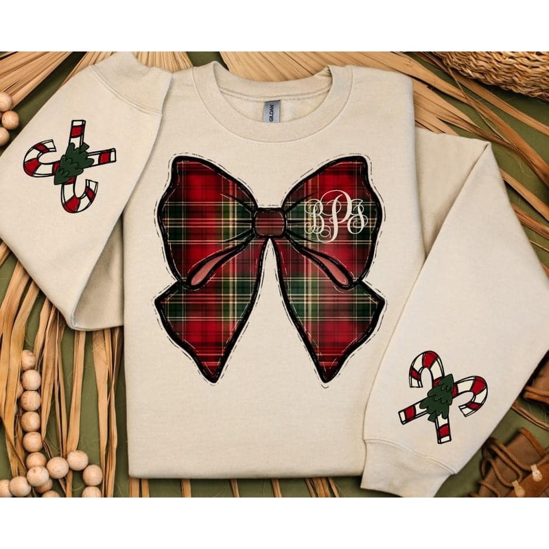 PLAID BOW WITH MONOGRAM & CANDY CAN SLEEVES