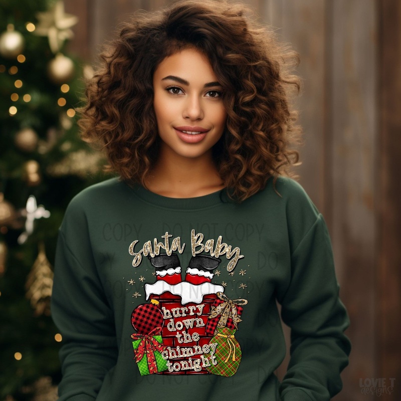 Santa Baby Faux Sequin|Pocket 3.5″-4″|Infant|Toddler|Youth 8.5|Adult 11″|Adult 12″