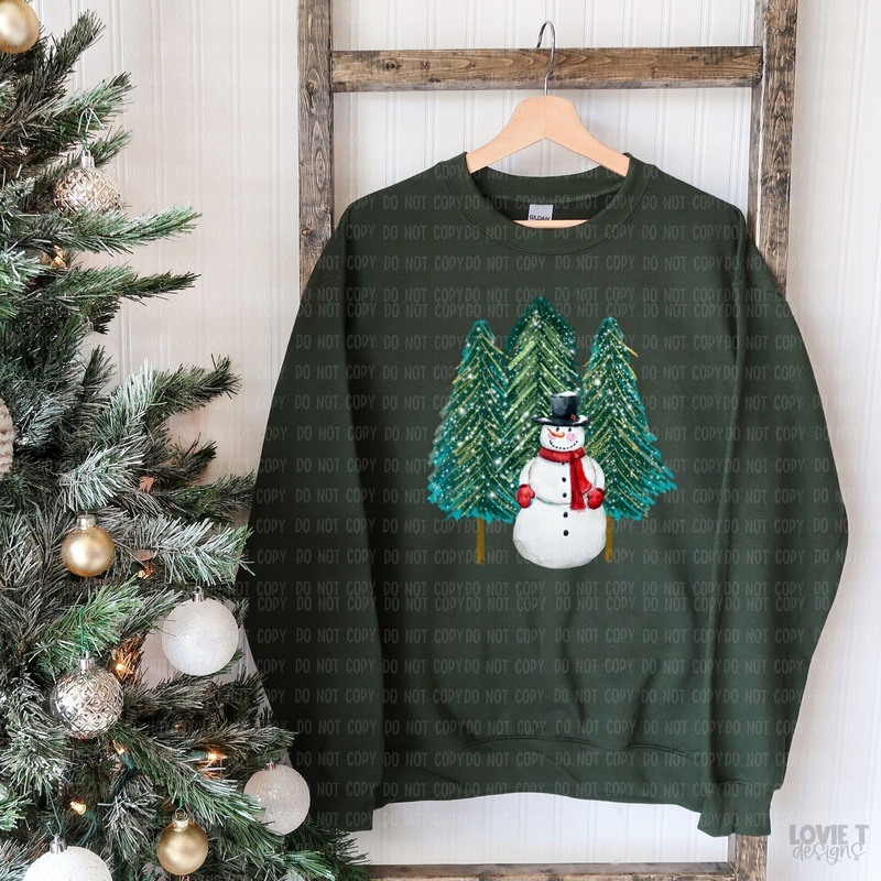 Snowman With Trees|Pocket|Infant|Toddler|Youth|Adult 11″|Adult 12″
