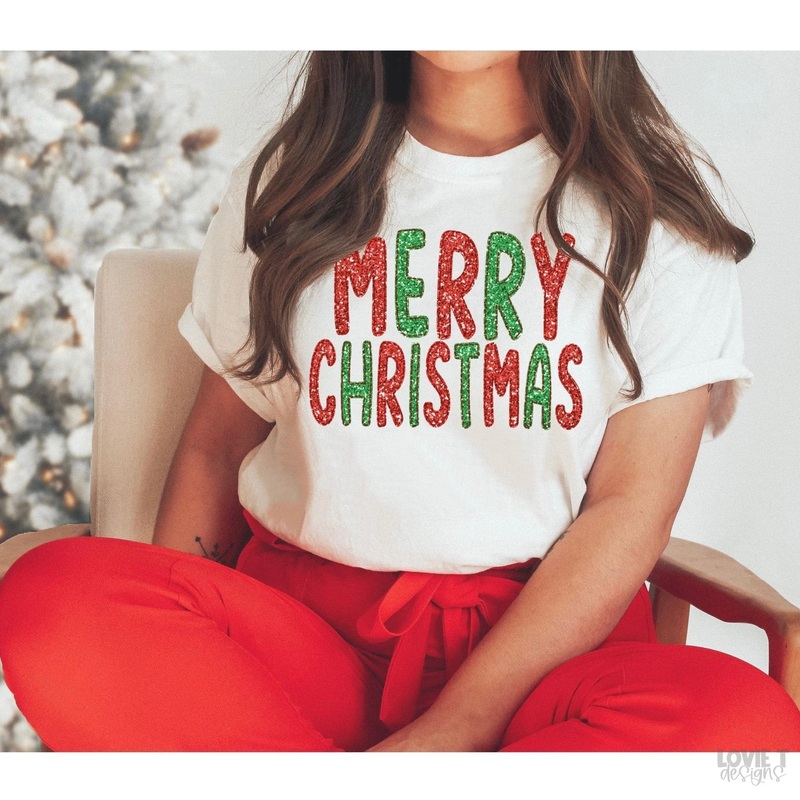 Sparkle Merry Christmas|Pocket 3.5″-4″|Infant|Toddler|Youth 8.5|Adult 11″|Adult 12″