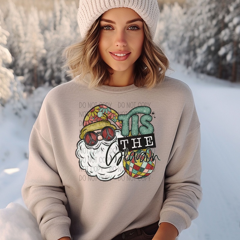 Tis The Season Groovy Santa|Pocket 3.5″-4″|Infant|Toddler|Youth 8.5|Adult 11″|Adult 12″