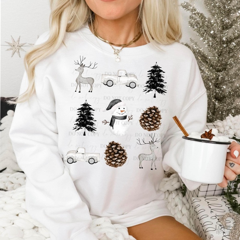 White Christmas Scene|Pocket 3.5″-4″|Infant|Toddler|Youth 8.5|Adult 11″|Adult 12″