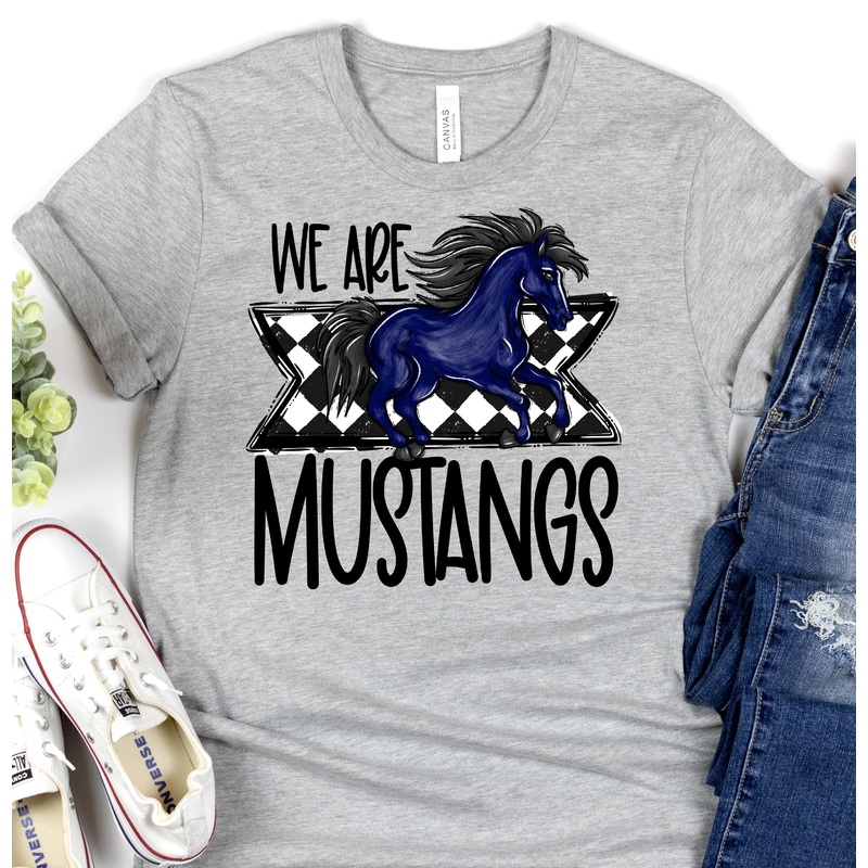 WE ARE MUSTANGS BLUE|Pocket 3.5″-4″|Infant|Toddler|Youth 8.5|Adult 11″|Adult 12″