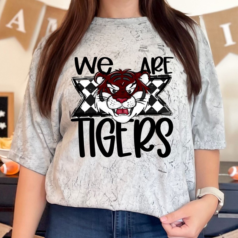 WE ARE TIGERS MAROON TIGER|Pocket 3.5″-4″|Infant|Toddler|Youth 8.5|Adult 11″|Adult 12″