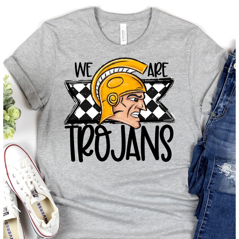 WE ARE TROJANS YELLOW|Pocket 3.5″-4″|Infant|Toddler|Youth 8.5|Adult 11″|Adult 12″