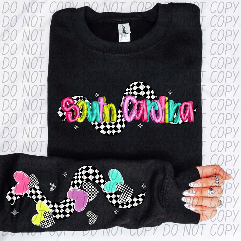 SOUTH CAROLINA BRIGHT CHECKERED HEARTS AND SLEEVE