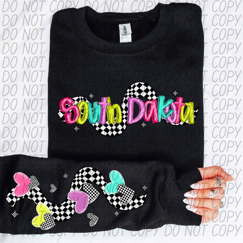 SOUTH DAKOTA BRIGHT CHECKERED HEARTS AND SLEEVE