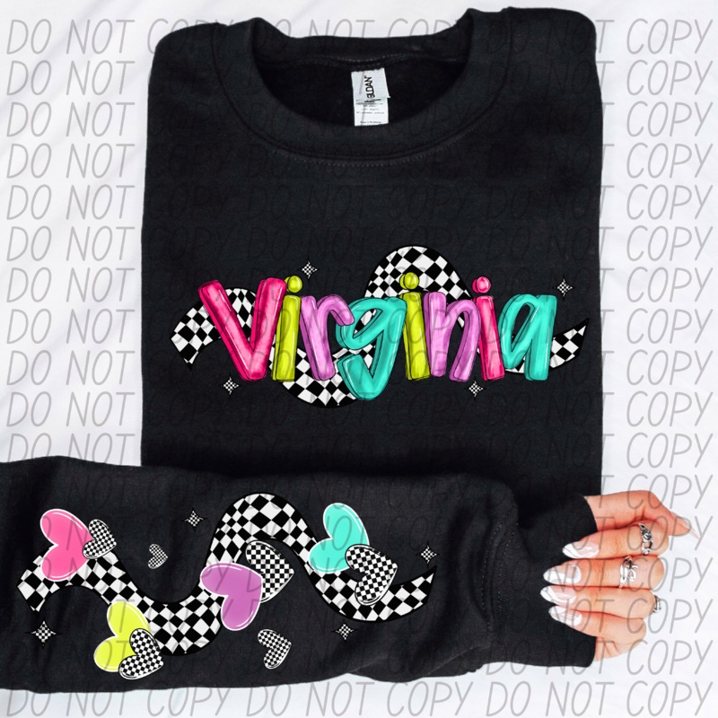 VIRGINIA BRIGHT CHECKERED HEARTS AND SLEEVE