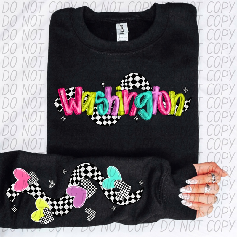WASHINGTON BRIGHT CHECKERED HEARTS AND SLEEVE