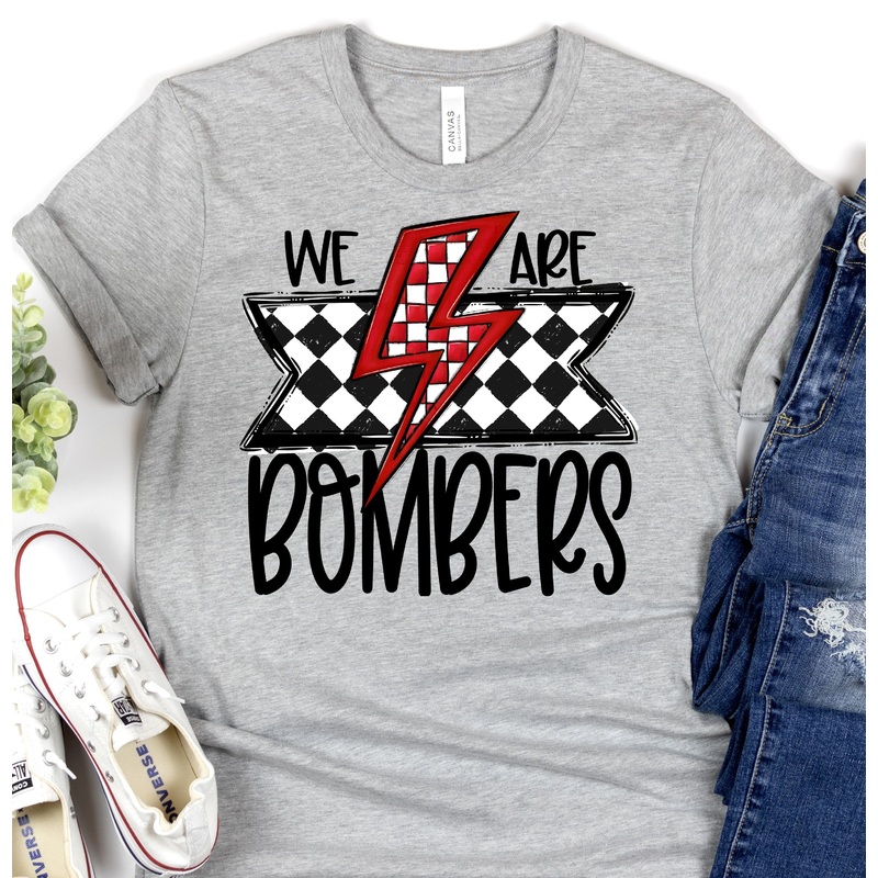 WE ARE BOMBERS RED BOLT|Pocket 3.5″-4″|Infant|Toddler|Youth 8.5|Adult 11″|Adult 12″