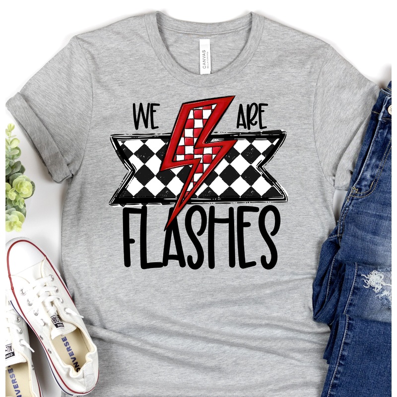 WE ARE FLASHES RED BOLT|Pocket 3.5″-4″|Infant|Toddler|Youth 8.5|Adult 11″|Adult 12″
