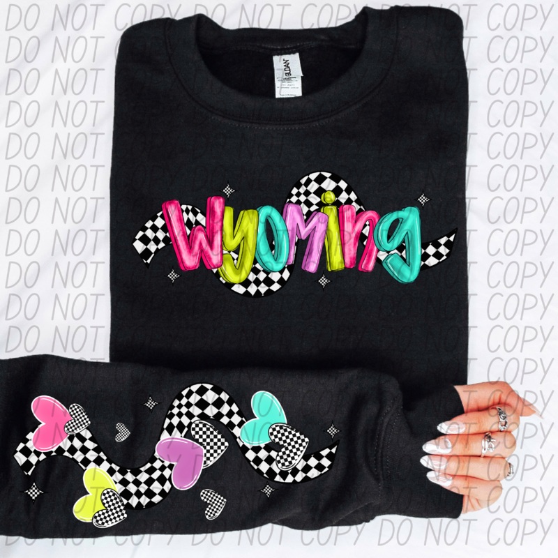 WYOMING BRIGHT CHECKERED HEARTS AND SLEEVE