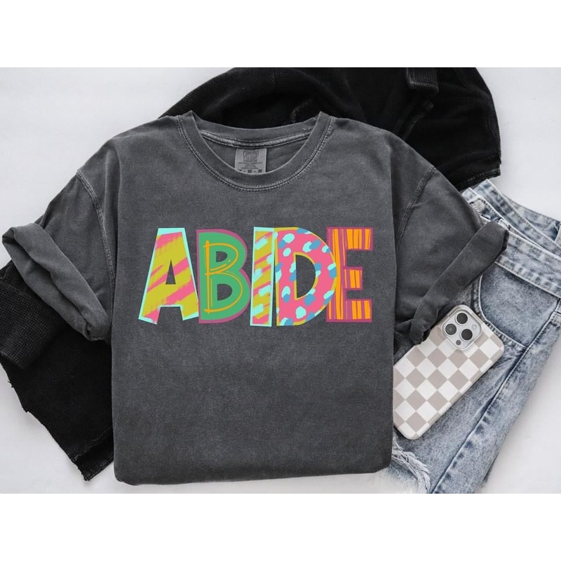 ABIDE – FAITH WORDS|Pocket 3.5″-4″|Infant|Toddler|Youth 8.5|Adult 11″|Adult 12″