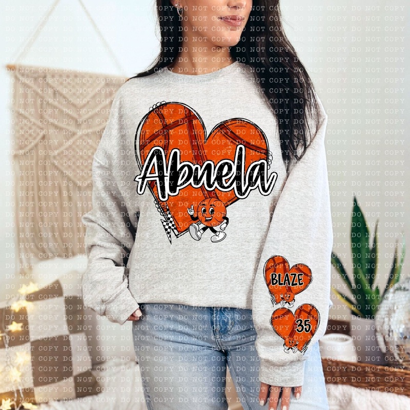 ABUELA BASKETBALL HEARTS AND SLEEVE