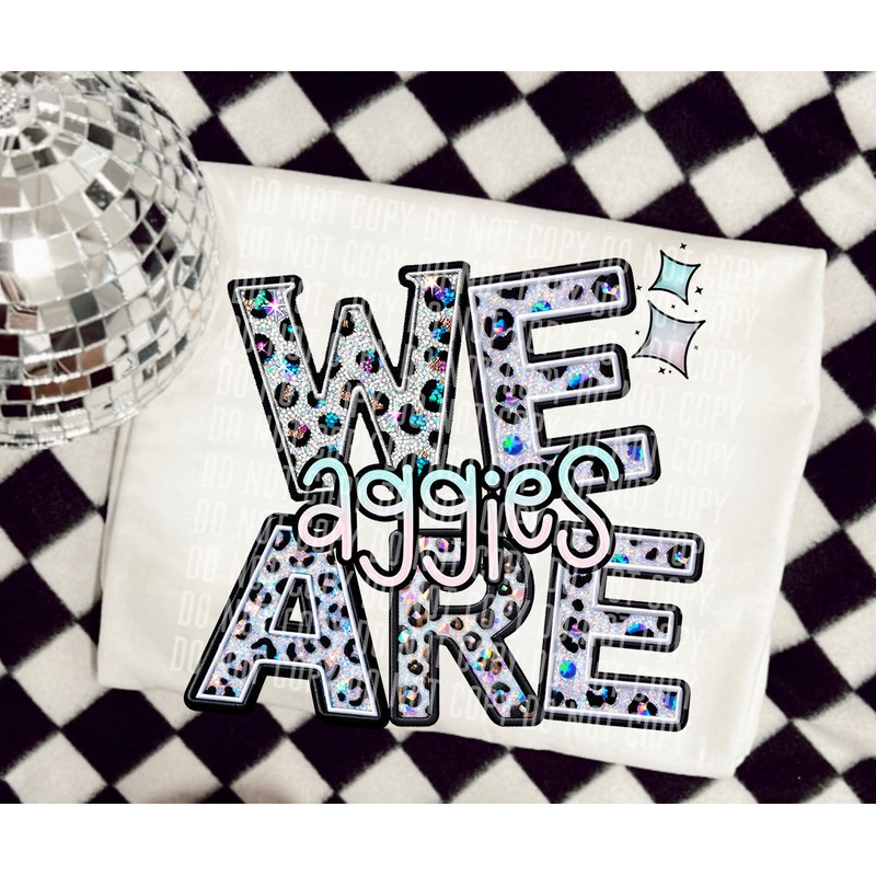 AGGIES WE ARE LEOPARD MASCOTS|Pocket 3.5″-4″|Infant|Toddler|Youth 8.5|Adult 11″|Adult 12″