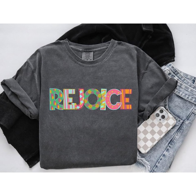 REJOICE – FAITH WORDS|Pocket 3.5″-4″|Infant|Toddler|Youth 8.5|Adult 11″|Adult 12″