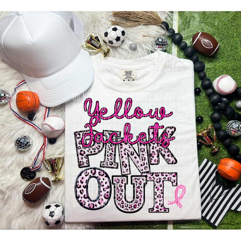YELLOW JACKETS PINK OUT ANIMAL PRINT MASCOT