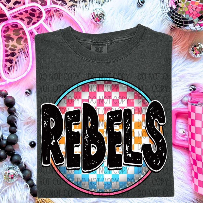 REBELS NEON CIRCLE MASCOTS|Toddler|Youth 8.5|Adult 11″|Adult 12″