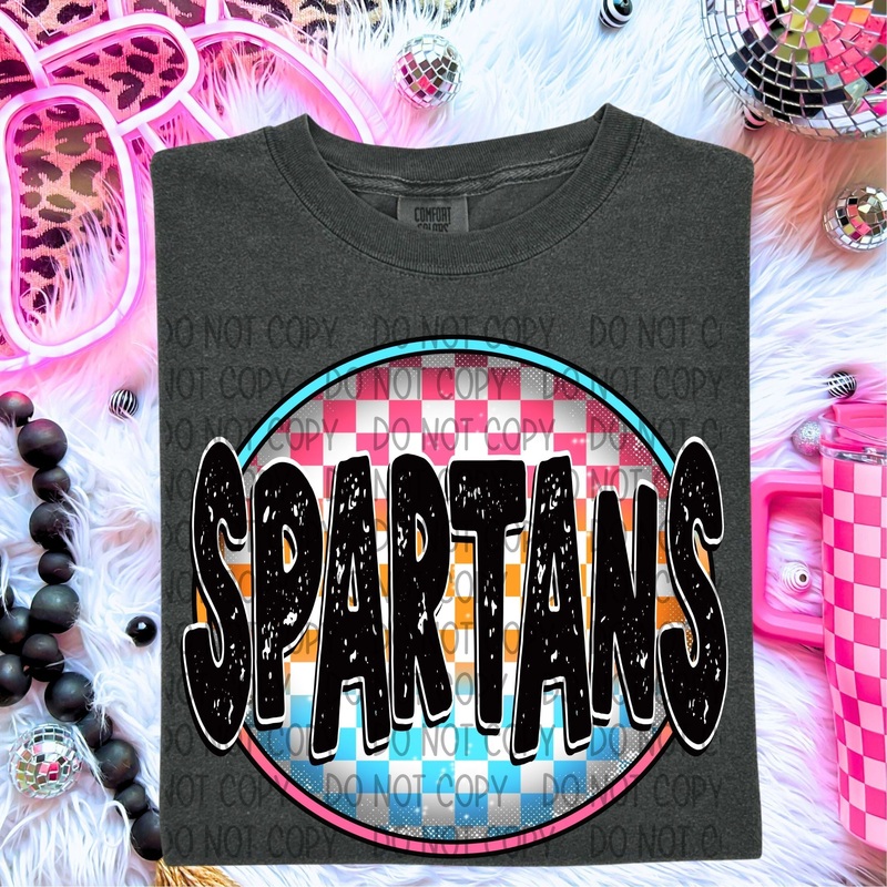 SPARTANS NEON CIRCLE MASCOTS|Toddler|Youth 8.5|Adult 11″|Adult 12″