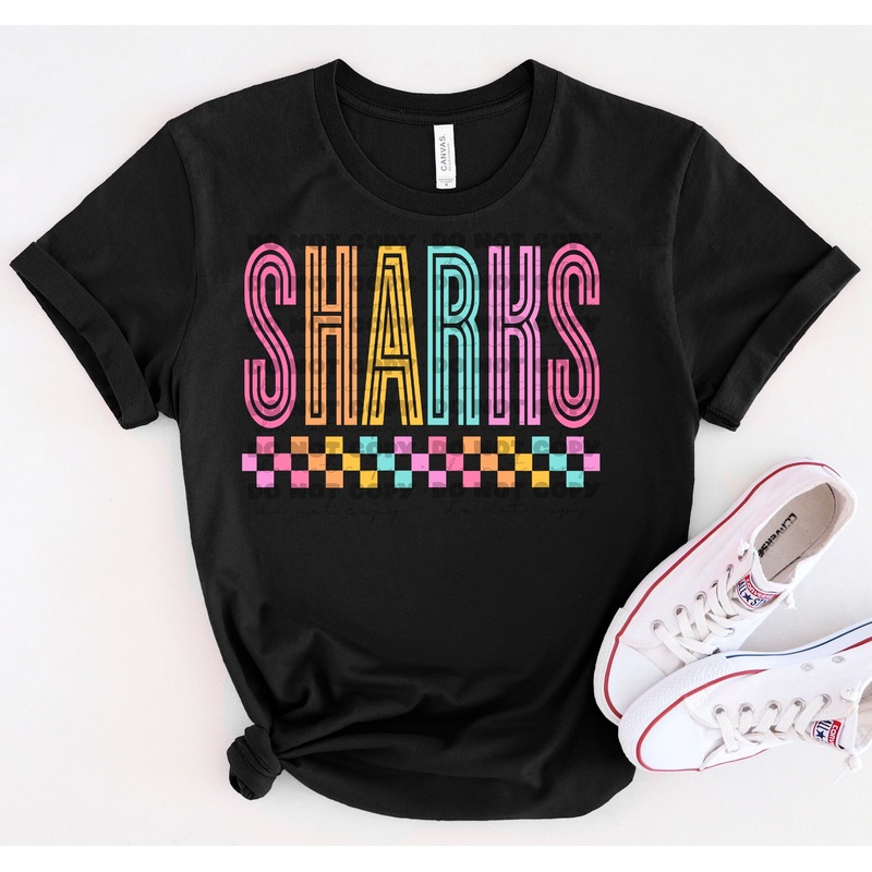 SHARKS COLORFUL LINE MASCOT|Pocket 3.5″-4″|Infant|Toddler|Youth 8.5|Adult 11″|Adult 12″