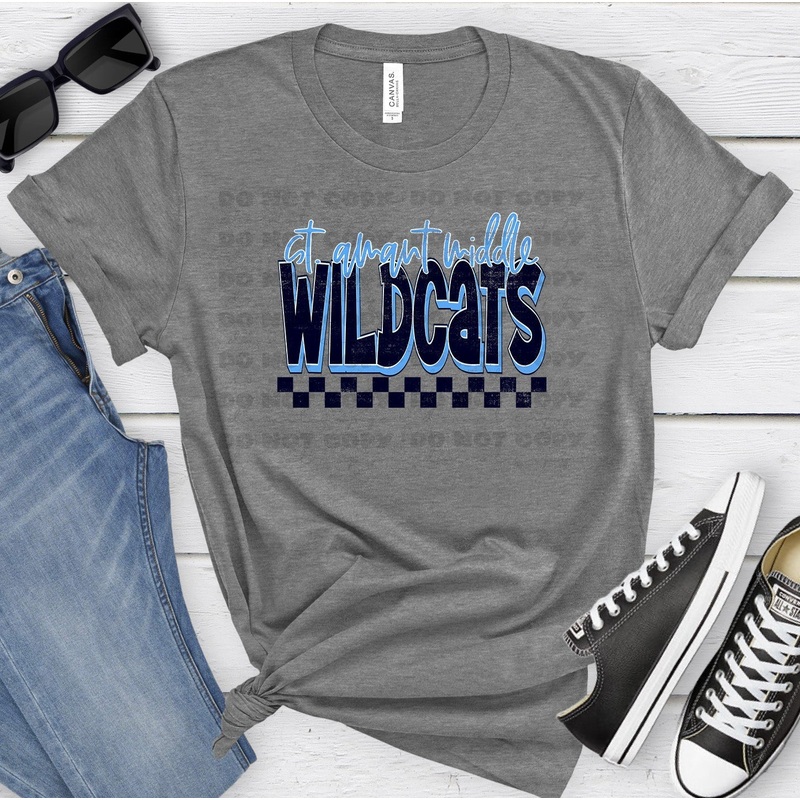 ST AMANT MIDDLE WILDCATS NAVY COLUMBIA GRUNGE