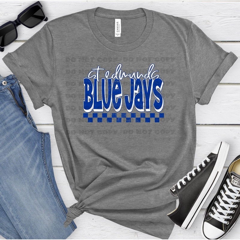 ST EDMUNDS BLUE JAYS ROYAL WHITE GRUNGE