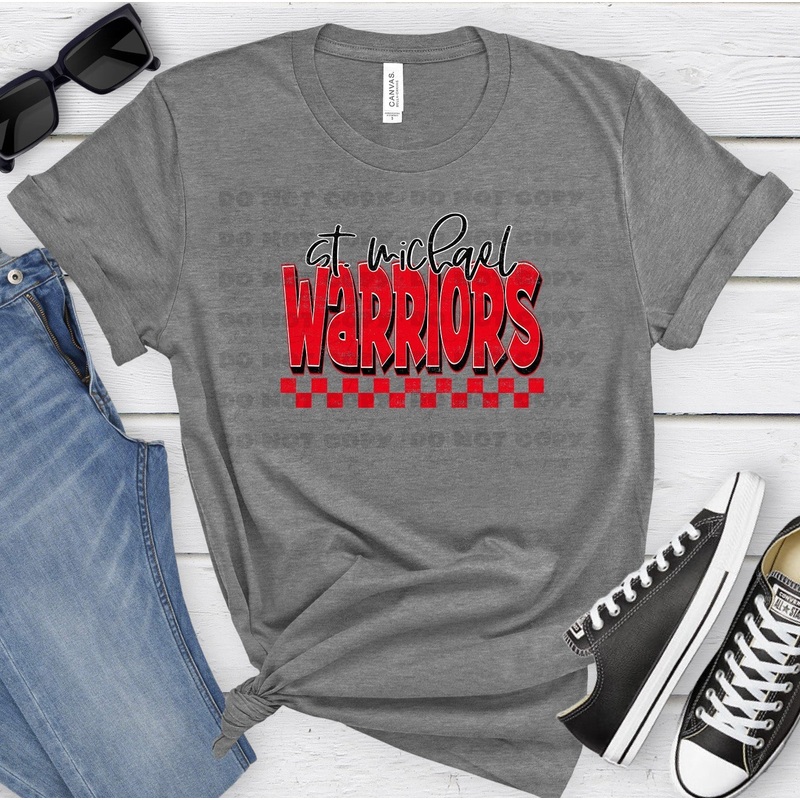 ST MICHAEL WARRIORS RED BLACK GRUNGE