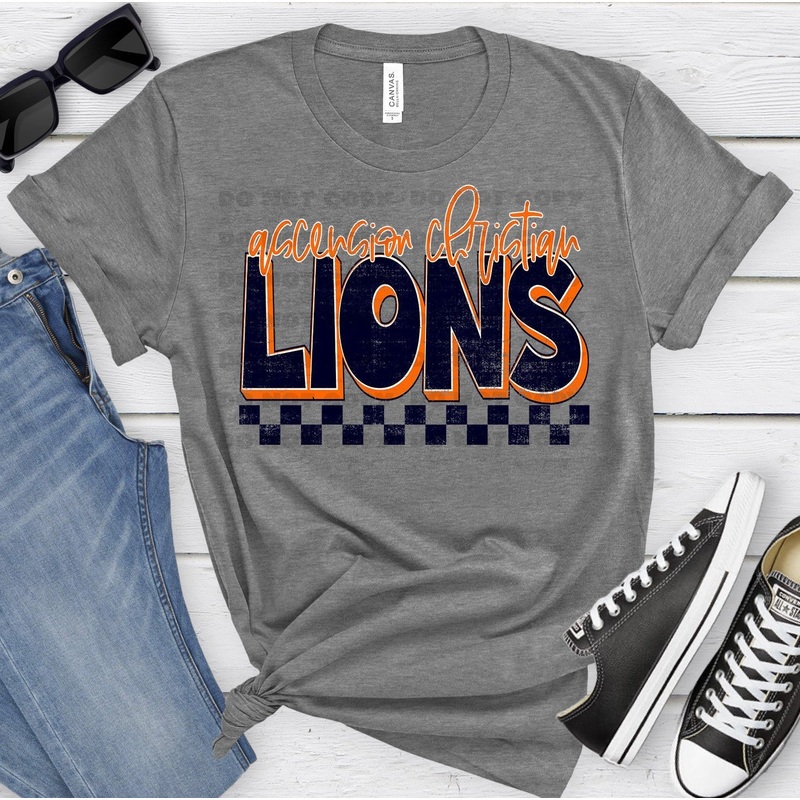ASCENSION CHRISTIAN LIONS NAVY ORANGE GRUNGE