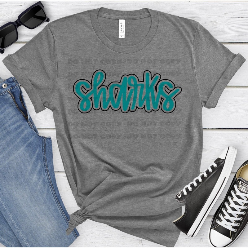 SHARKS TEAL|Pocket 3.5″-4″|Infant|Toddler|Youth 8.5|Adult 11″|Adult 12″