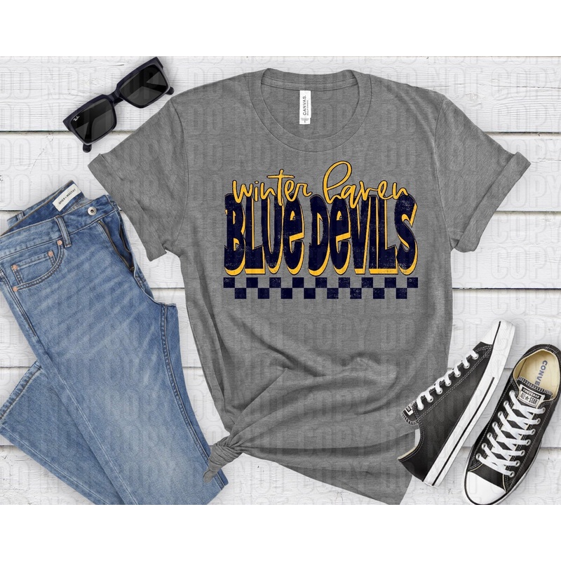 WINTER HAVEN BLUE DEVILS GOLD NAVY GRUNGE