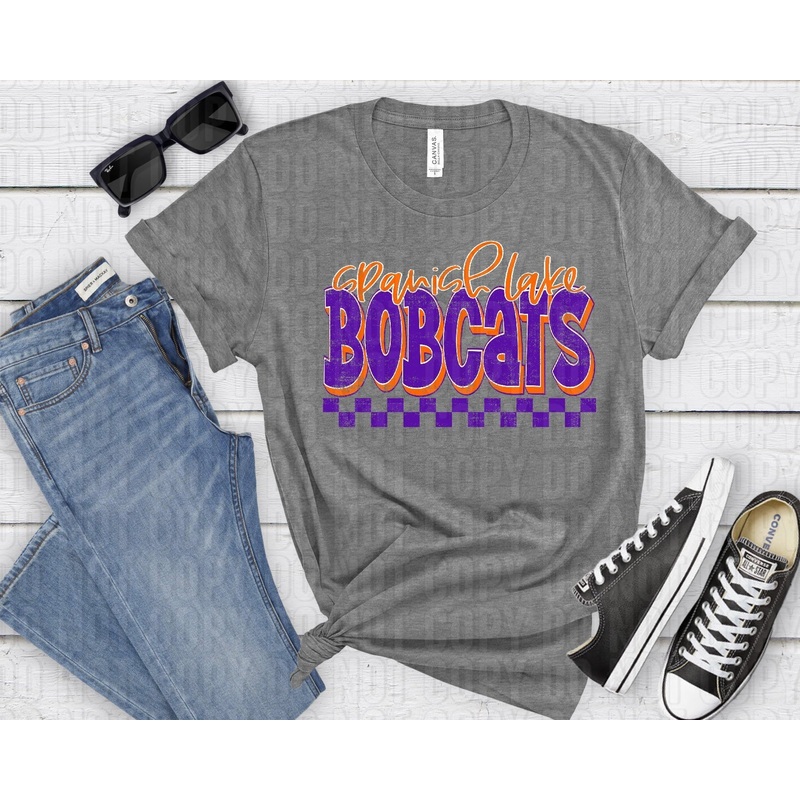 SPANISH LAKE BOBCATS ORANGE PURPLE GRUNGE