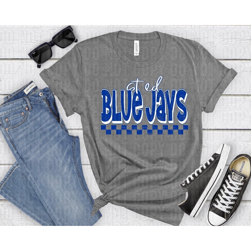 ST. ED BLUEJAYS WHITE BLUE GRUNGE