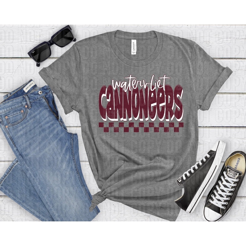 WATERVLIET CANNONEERS WHITE MAROON GRUNGE