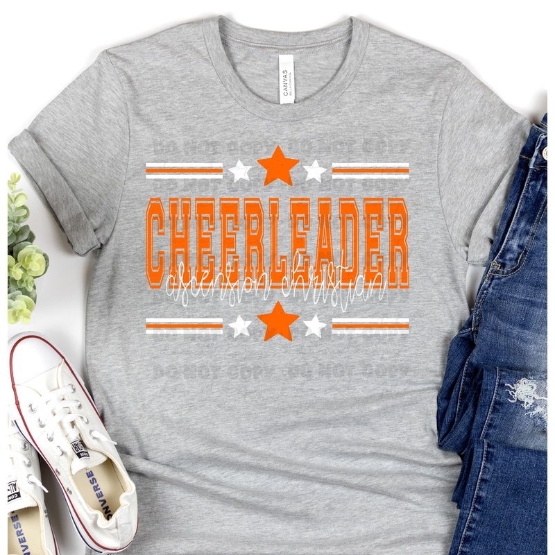 ASCENSION CHRISTIAN CHEERLEADER ORANGE WHITE ALL STARS