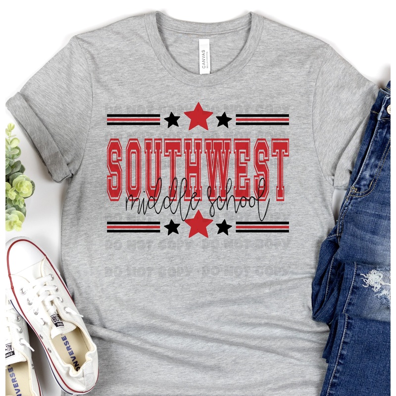 SOUTH WEST MIDDLE SCHOOL RED BLACK ALL STARS