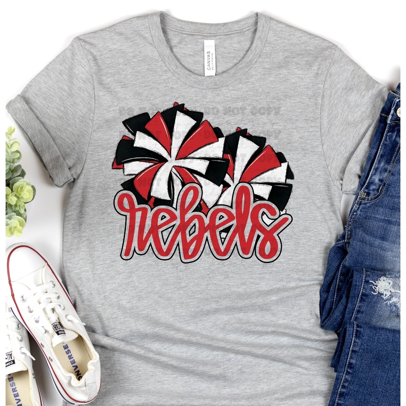 REBELS RED POMS|Pocket 3.5″-4″|Infant|Toddler|Youth 8.5|Adult 11″|Adult 12″