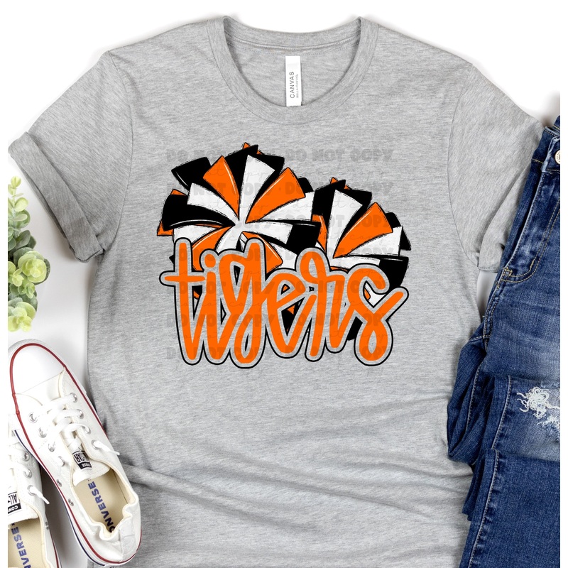 TIGERS ORANGE POMS|Pocket 3.5″-4″|Infant|Toddler|Youth 8.5|Adult 11″|Adult 12″