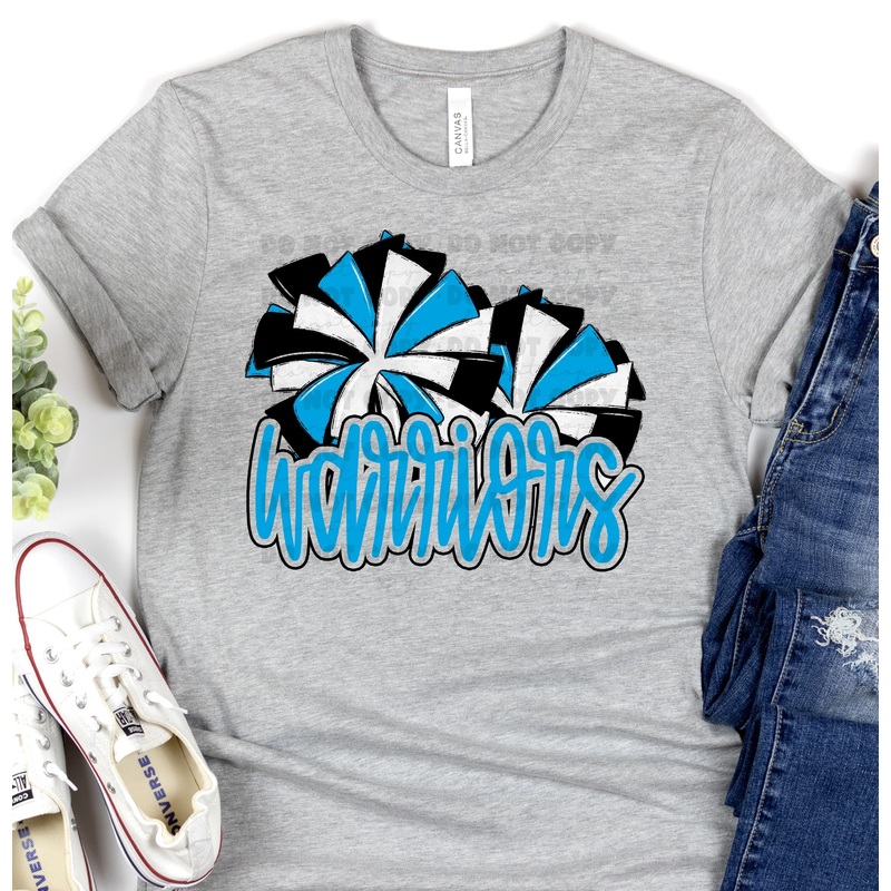 WARRIORS COLUMBIA BLUE POMS|Pocket 3.5″-4″|Infant|Toddler|Youth 8.5|Adult 11″|Adult 12″
